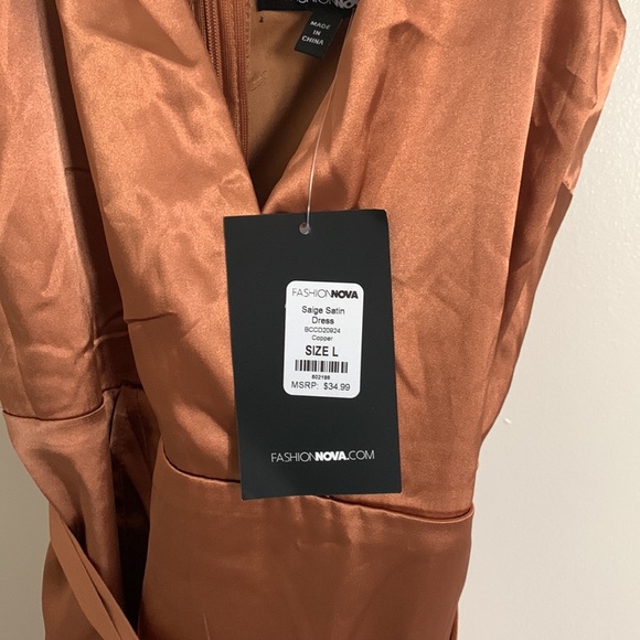 NEW Fashion Nova Copper Mini Dress - Picture 2 of 2